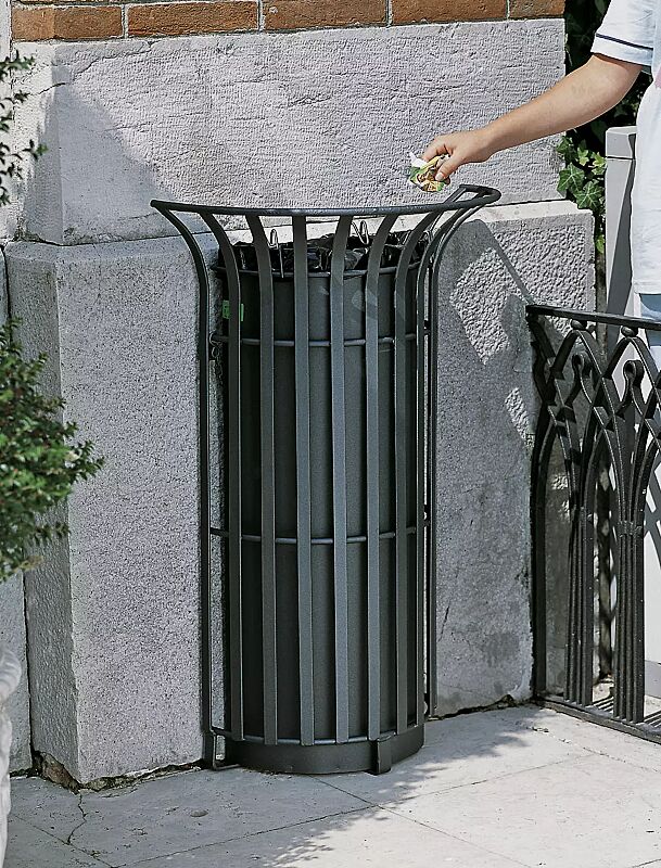 abfallbehaelter-corolla__shoKAT0013104 Abfallbehälter COROLLA, zum Aufdübeln, in RAL 7016 anthrazitgrau