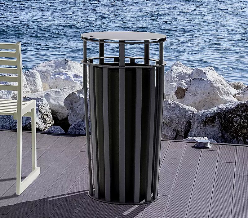 Abfallbehälter CORTINA, mit Schutzdach, in RAL 7024 graphitgrau