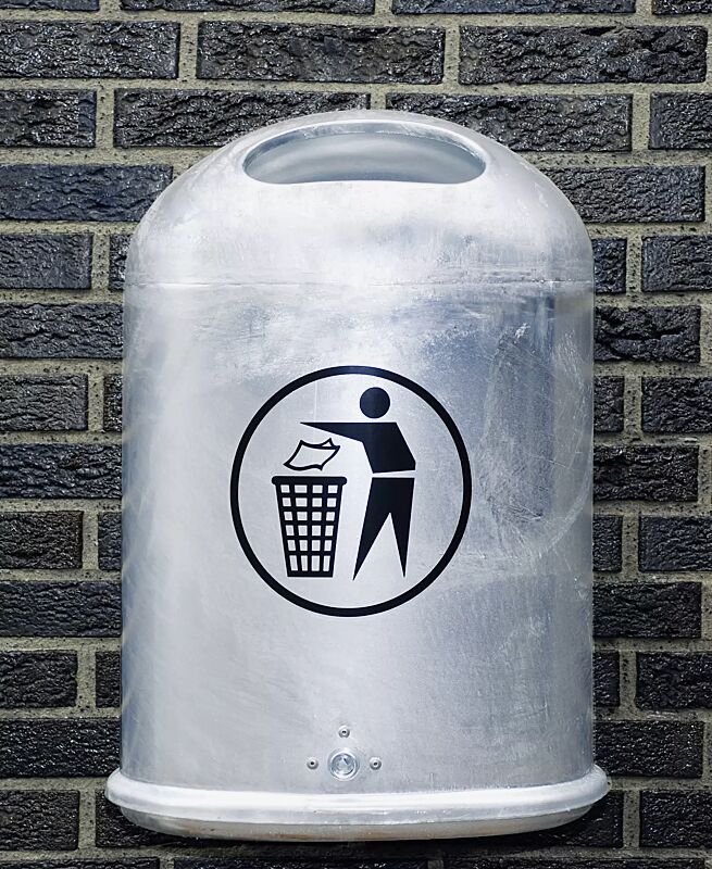 Abfallbehälter DERBY aus Stahlblech, feuerverzinkt