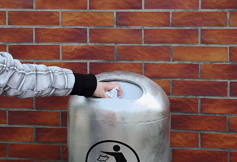 Detail: Federeinwurfklappe z. B. gegen Eindringen von Vögeln