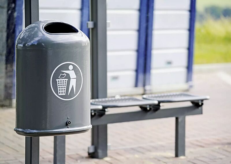 Abfallbehälter DERBY aus Stahl, in DB 703 eisenglimmer