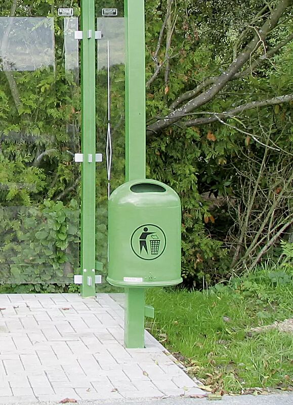 Abfallbehälter DERBY aus Stahl, in RAL 6032 signalgrün