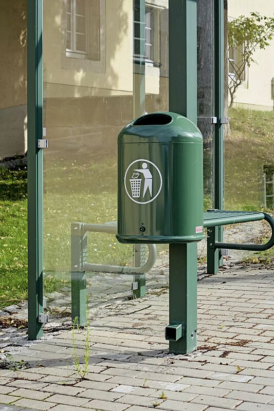 Abfallbehälter DERBY aus Stahl, in RAL 6028 kieferngrün