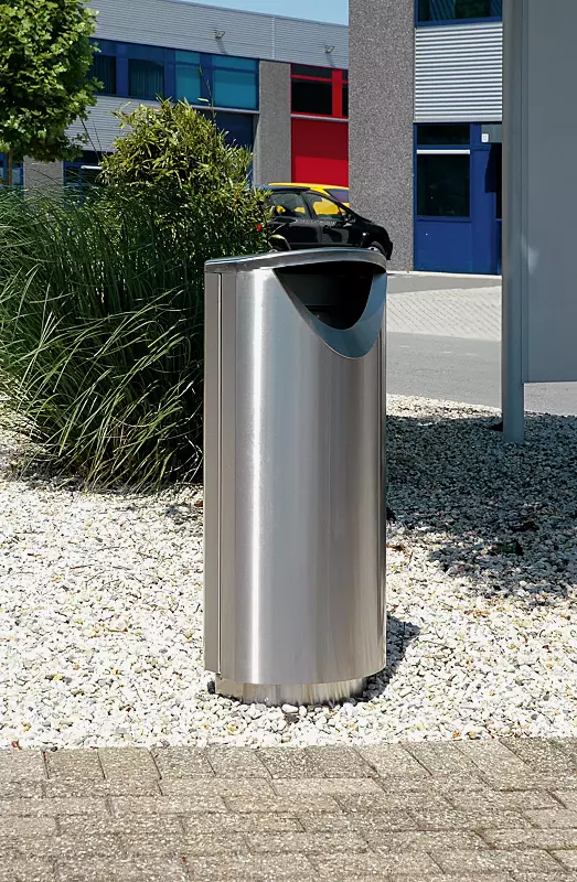 Abfallbehälter FINBIN ELLIPSE 100, 56 Liter,  zum Aufdübeln, aus Edelstahl