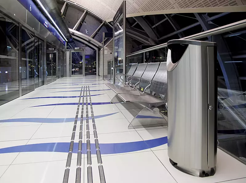 Abfallbehälter FINBIN ELLIPSE 100, 56 Liter,  zum Aufdübeln, aus Edelstahl