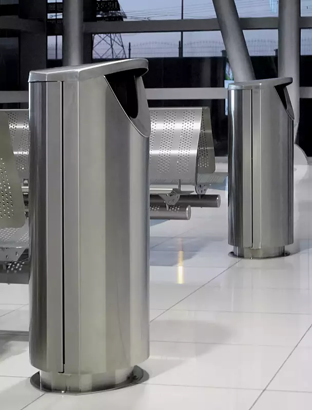 Abfallbehälter FINBIN ELLIPSE 100, 56 Liter,  zum Aufdübeln, aus Edelstahl