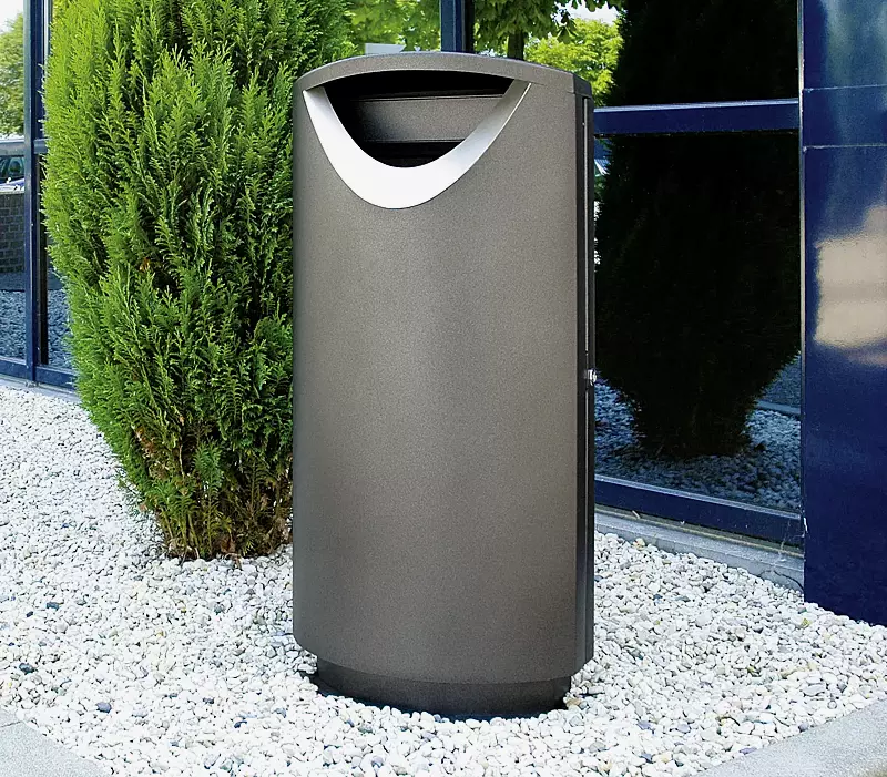 Abfallbehälter FINBIN ELLIPSE 100, 56 Liter, zum Aufdübeln, Stahlteile in DB 703 eisenglimmer