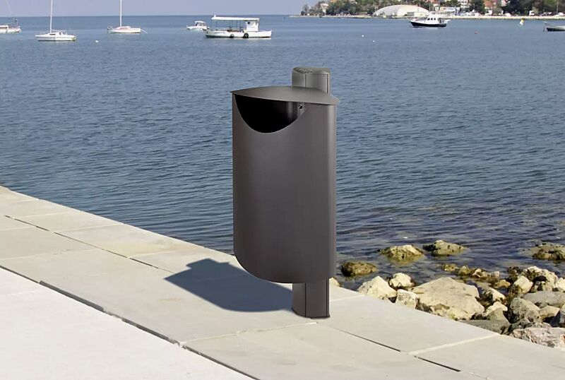 Abfallbehälter FIORE - UNO, zum Einbetonieren, in eisenglimmergrau