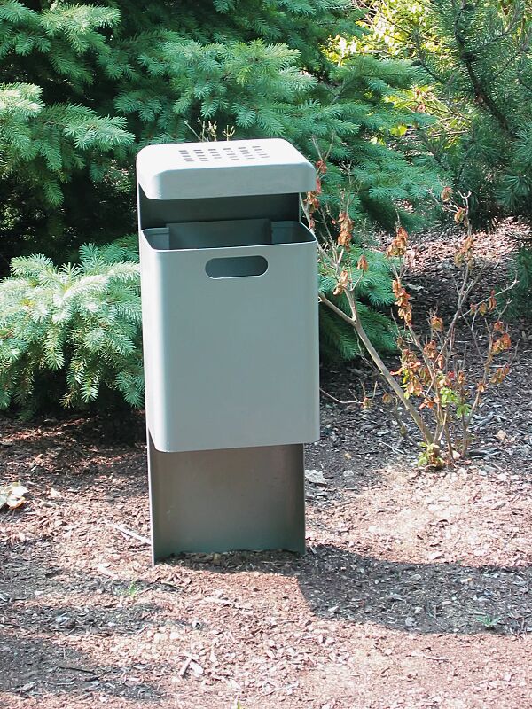 Abfallbehälter HALIFAX, 29 Liter, mit Ascher, zum Einbetonieren, feuerverzinkt