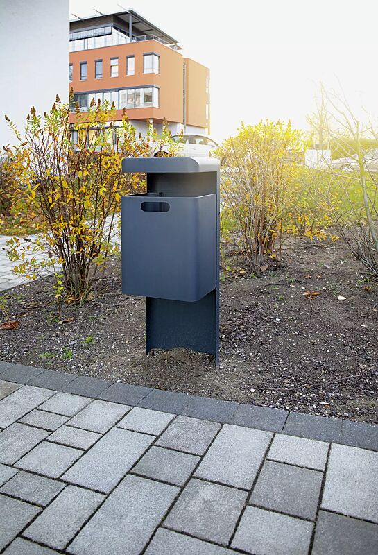 Abfallbehälter HALIFAX, 43 Liter, ohne Ascher, zum Einbetonieren, in DB 703 eisenglimmer