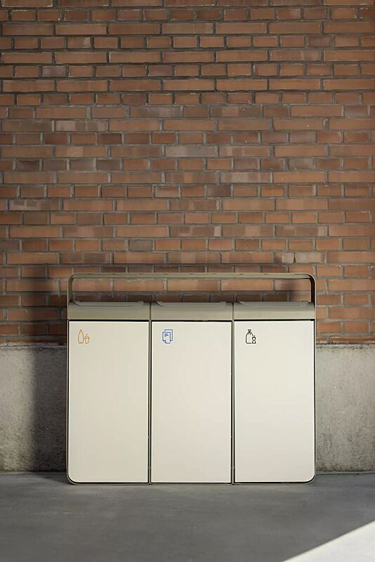 abfallbehaelter-iglau__shoKAT0074271 Abfallbehälter IGLAU, 3 x 45 Liter, in RAL 7032 kieselgrau und RAL 1013 perlweiß