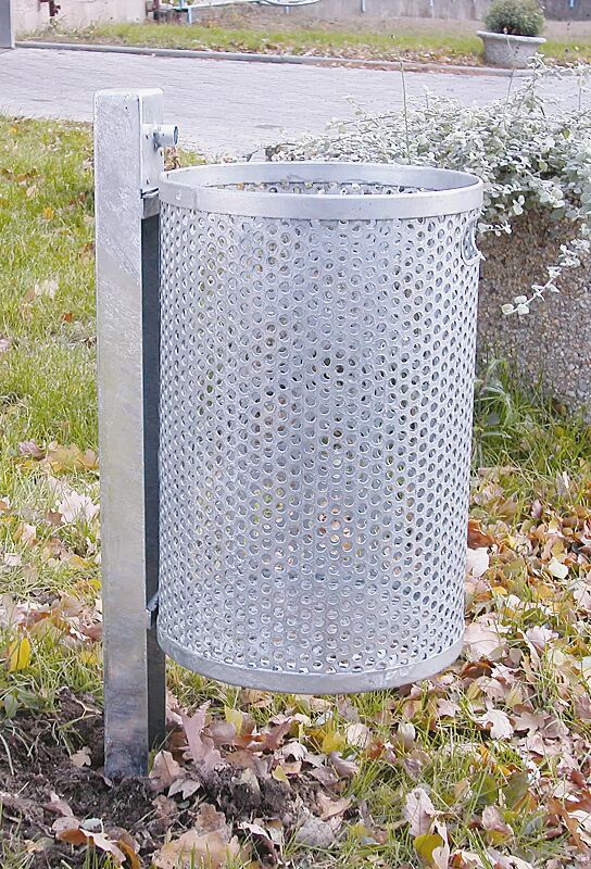 Abfallbehälter KINGSTON, Lochblech, mit Schutzdach, feuerverzinkt