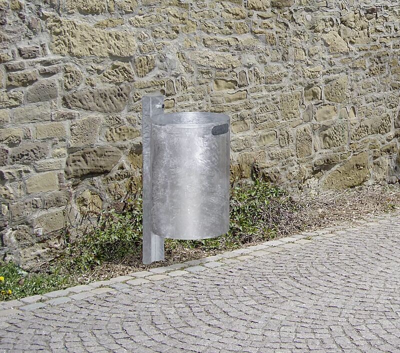 Abfallbehälter KINGSTON, Vollblech, ohne Schutzdach, feuerverzinkt