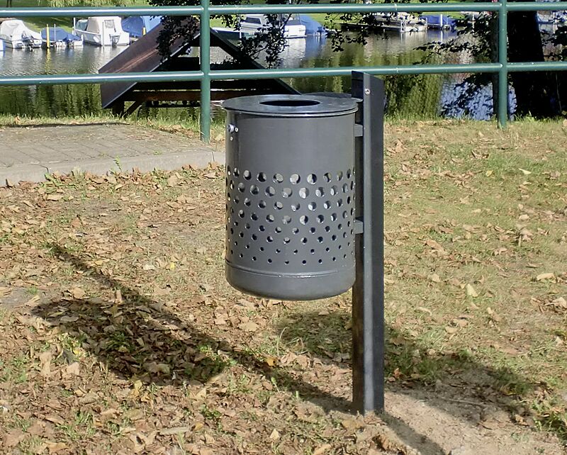 abfallbehaelter-koeln__shoKAT0063239 Abfallbehälter KÖLN ohne Ascher, 35 Liter, mit Lochoptik, zum Einbetonieren, in DB 703 eisenglimmer, mit Innenbehälter (Zubehör)