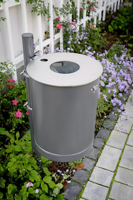 abfallbehaelter-koeln__shoKAT0077102 Abfallbehälter KÖLN, 50 Liter, mit Ascher, Vollblech, zur Wandbefestigung, in DB 703 eisenglimmer