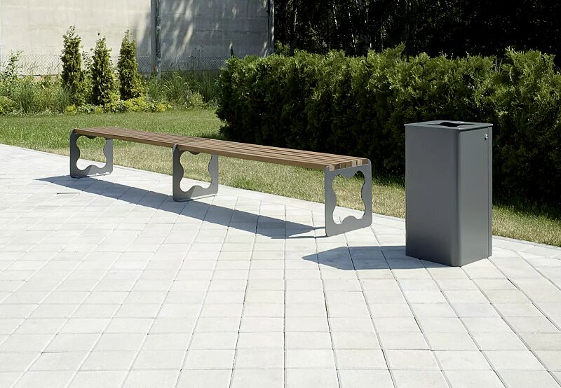 Abfallbehälter LACES mit Ascher, in RAL 7016 anthrazitgrau