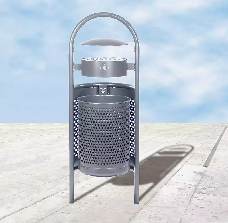 abfallbehaelter-milton__shoKAT0003150 Abfallbehälter MILTON mit Ascher, zum Einbetonieren, in DB 703 eisenglimmer