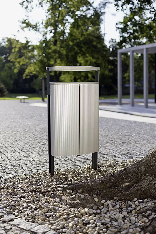 abfallbehaelter-minium__shoKAT0043445 Abfalbehälter MINIUM mit Schutzdach, mit seitlichen Pfosten zum Aufdübeln, Stahlteile in RAL 7016 anthrazitgrau