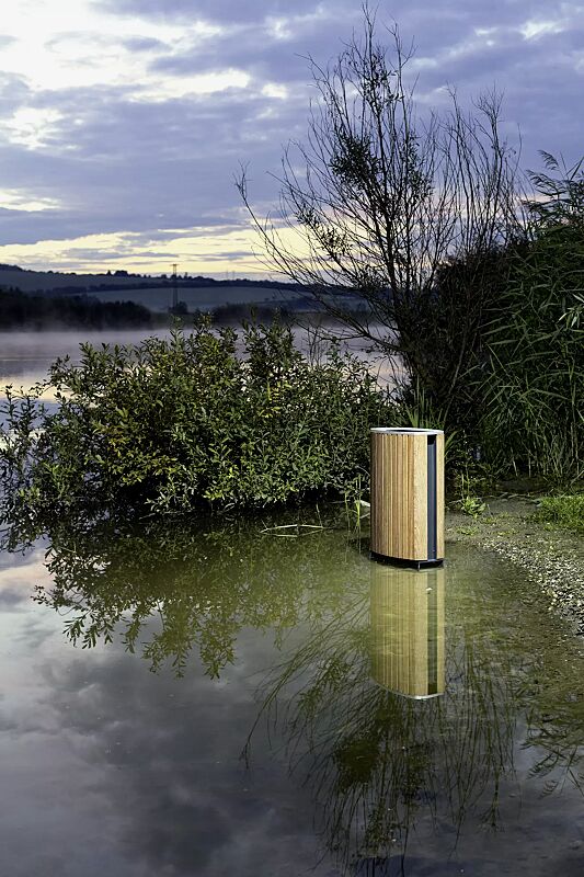 abfallbehaelter-minium__shoKAT0043501 Abfallbehälter MINIUM, Standbehälter zum Aufdübeln, mit Jatobaholzbelattung, Stahlteile in RAL 7016 anthrazitgrau