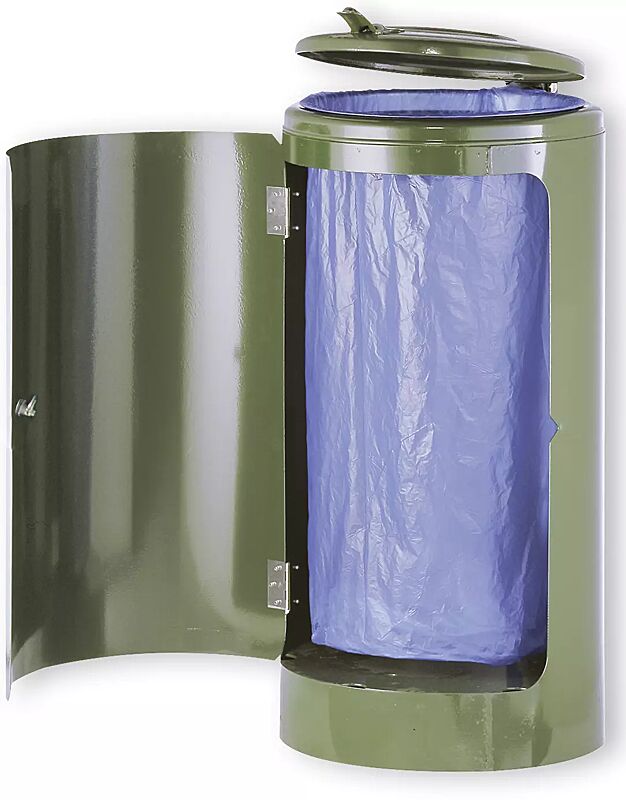 Abfallbehälter NEWPORT, 120 Liter, in RAL 6002 laubgrün, zum Aufdübeln