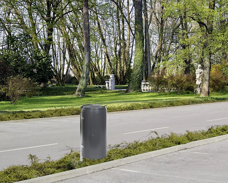 Abfallbehälter NEWPORT, zum Einbetonieren, in DB 703 eisenglimmer