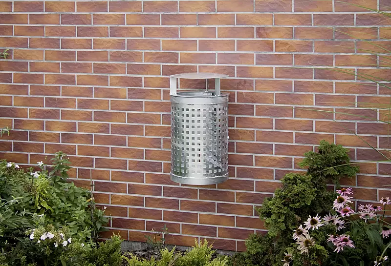 Abfallbehälter NIGEL, feuerverzinkt, Wandbefestigung