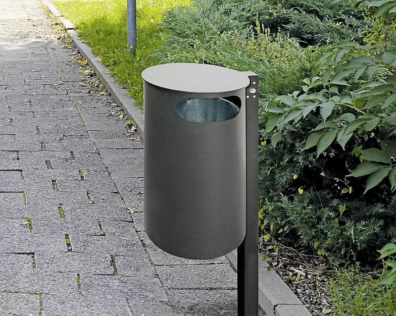 Abfallbehälter PAARL, ohne Ascher, zum Einbetonieren, in DB 703 eisenglimmer