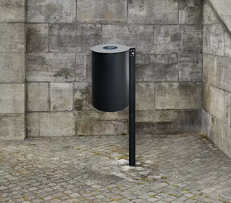 Abfallbehälter PITTSBURGH, ohne Ascher, in RAL 7016 anthrazitgrau