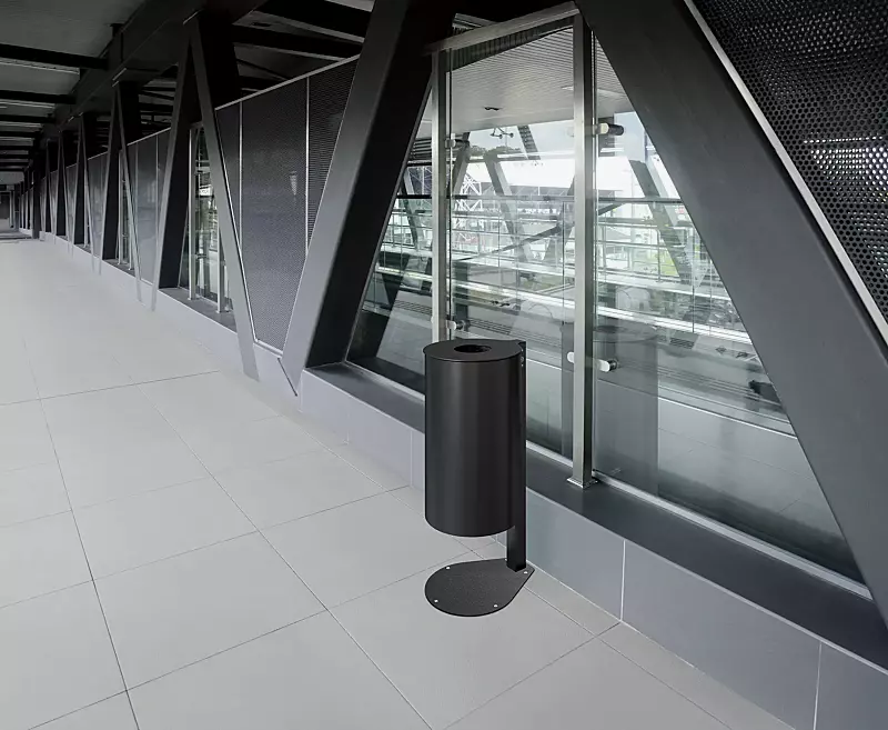 Abfallbehälter PITTSBURGH, ohne Ascher, zum Aufdübeln, in RAL 7016 anthrazitgrau