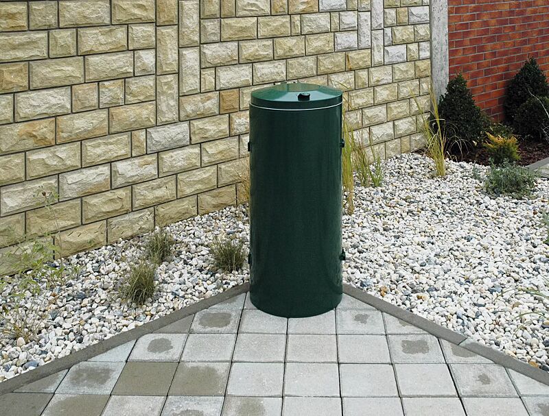 Abfallbehälter SOMERSET, zum freien Aufstellen, in RAL 6005 moosgrün