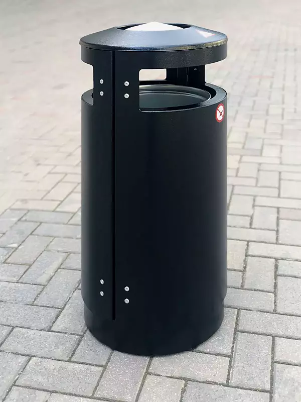 Abfallbehälter UTENA mit Ascher und Innenbehälter, in RAL 7021 schwarzgrau