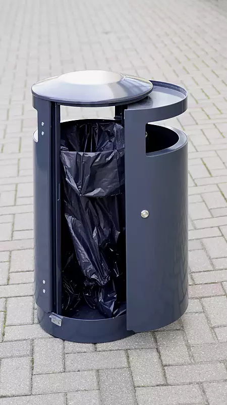 Abfallbehälter UTENA ohne Ascher und Abfallsackhaltering, in RAL 7016 anthrazitgrau