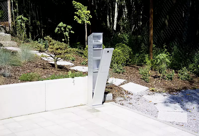 Abfallbehälter WINDSOR aus Aluminium, eloxiert