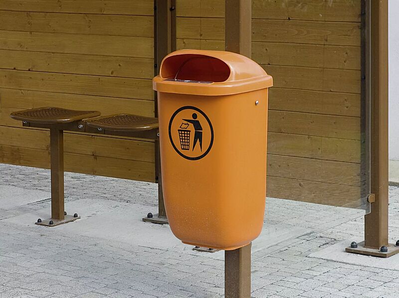 Abfallbehälter YORK, in gelborange ähnlich RAL 2000