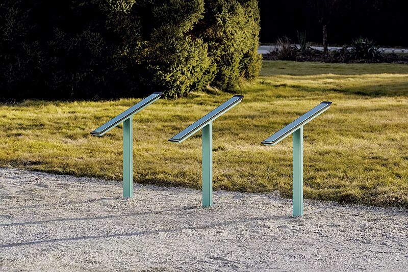 Anlehnbügel EGER zum Aufdübeln bei -100 mm, in RAL 6027 lichtgrün