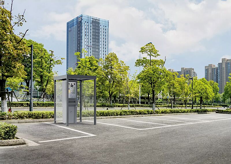 Automatenüberdachung GEMALA, Dachbreite x Dachtiefe 1600 mm x 1600 mm, Rück- / Seitenwände ESG, Klarglas, Stahlkonstruktion in RAL 7016 anthrazitgrau