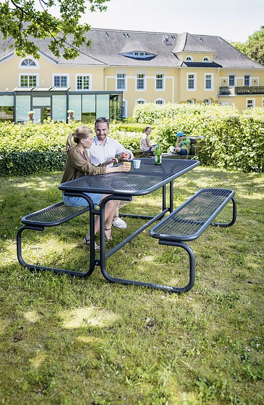 Bank-Tisch-Kombination CAMPO in RAL 7016 anthrazitgrau