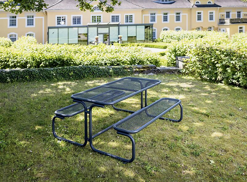 Bank-Tisch-Kombination CAMPO in RAL 7016 anthrazitgrau