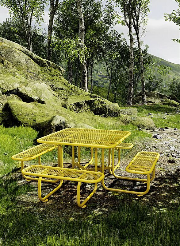 Bank-Tisch-Kombination GRADO (für Erwachsene), in RAL 1018 zinkgelb