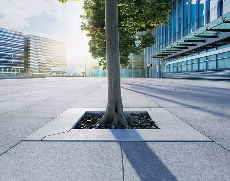 Baumschutzrost DIAGO aus Beton, in Granitoptik weiß