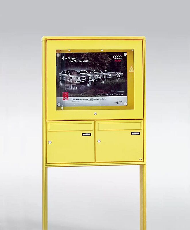 Briefkastenanlagen mit Mitteilungskasten, Modell 1, in RAL 1016 schwefelgelb