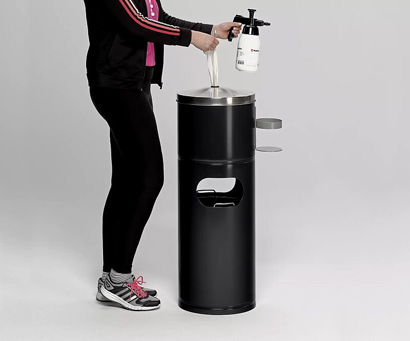 Desinfektionsstation FRESHDES aus Stahl, in schwarzgrau ähnlich RAL 7021