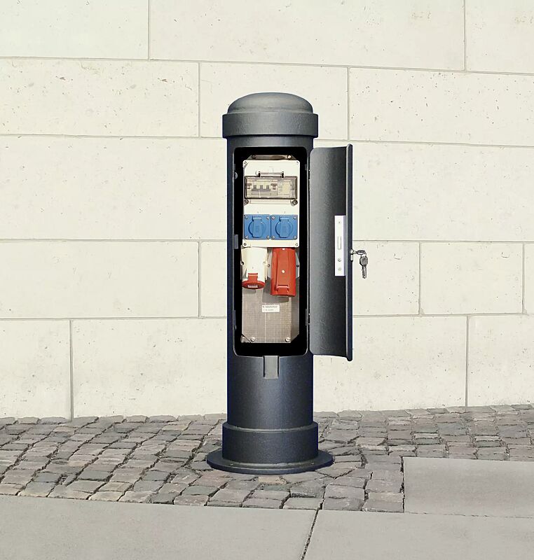 Energie-Versorgungspoller STIL 245 in RAL 7016 anthrazitgrau