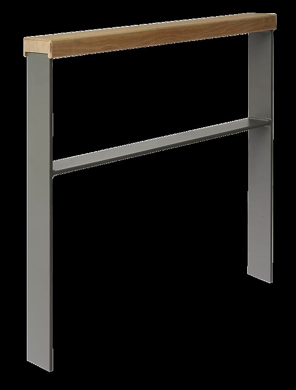Anlehnbügel UTAH mit Sapeli-Holzlatte und Quersteg, zum Einbetonieren, in RAL 7016 anthrazitgrau