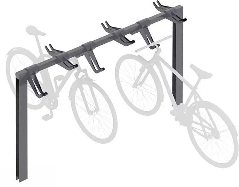 Design-Lenkerhaltesystem UNIT doppelseitig, 12 Stellplätze, in RAL 7016 anthrazitgrau, bestehend aus 1 x Anfangsstütze, 1 x Querholm und 1 x Endstütze