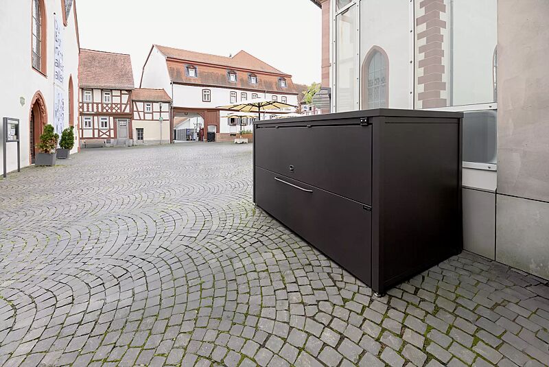 fahrradgarage-styleout-garage__shoKAT0077290 Fahrradgarage STYLEOUT® GARAGE, Stahlkonstruktion sowie Öffnungsklappe in RAL 8019 graubraun