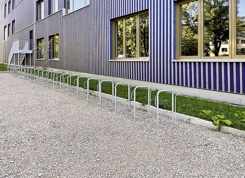 Fahrradparker MISSOURI-LIGHT, einseitig, 90°, hoch / tief, zum Aufdübeln -250 mm, feuerverzinkt