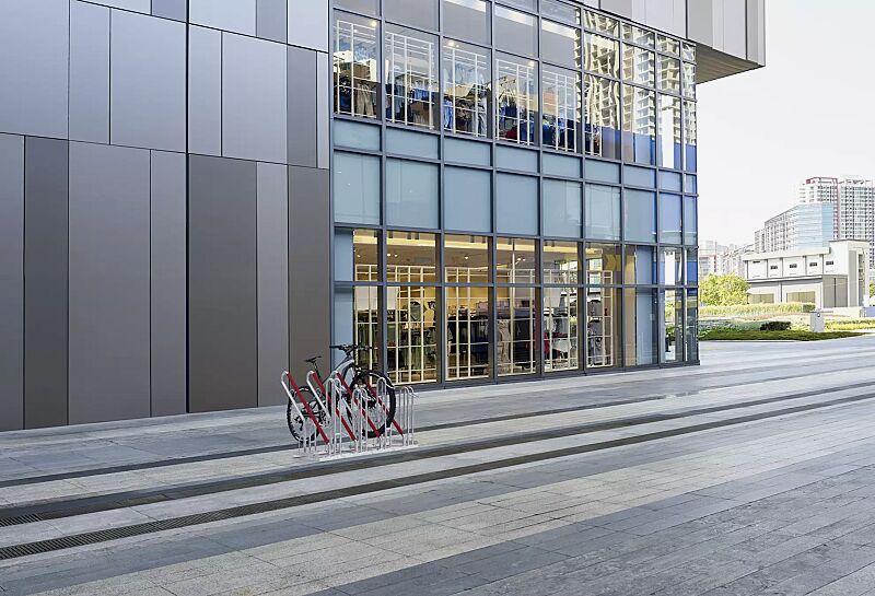 fahrradstaender-oakland__shoKAT0074478 Fahrradständer OAKLAND einseitig, 4 Stellplätze, 4 Anlehnbügel, Radabstand 350 mm