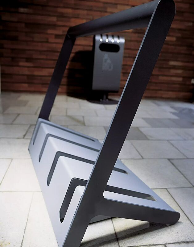 fahrradstaender-velo__shoKAT0019256 Fahrradständer VELO mit Griffstange, einseitig, 2 Stellplätze, in DB 703 eisenglimmer