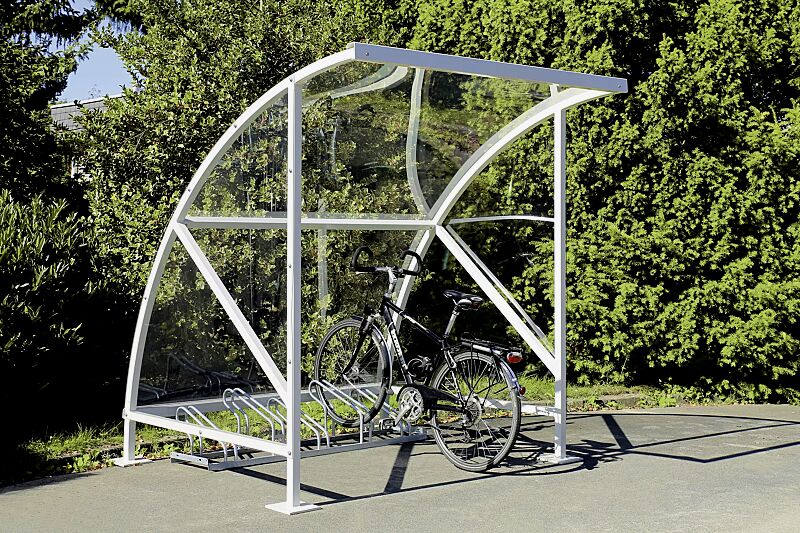 fahrradueberdachung-cepheus__shoKAT0053974 Fahrradüberdachung CEPHEUS Dachbreite x Dachtiefe 2090 mm x 2100 mm, Stahlkonstruktion feuerverzinkt, inkl. Seitenwände, Seitenwände sowie Dacheindeckung Polycarbonat, Vollmaterial (4 mm), klar transparent